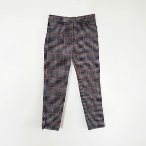Prada highwaisted cotton gray red purple houndstooth check pant 36 XS S 2 4